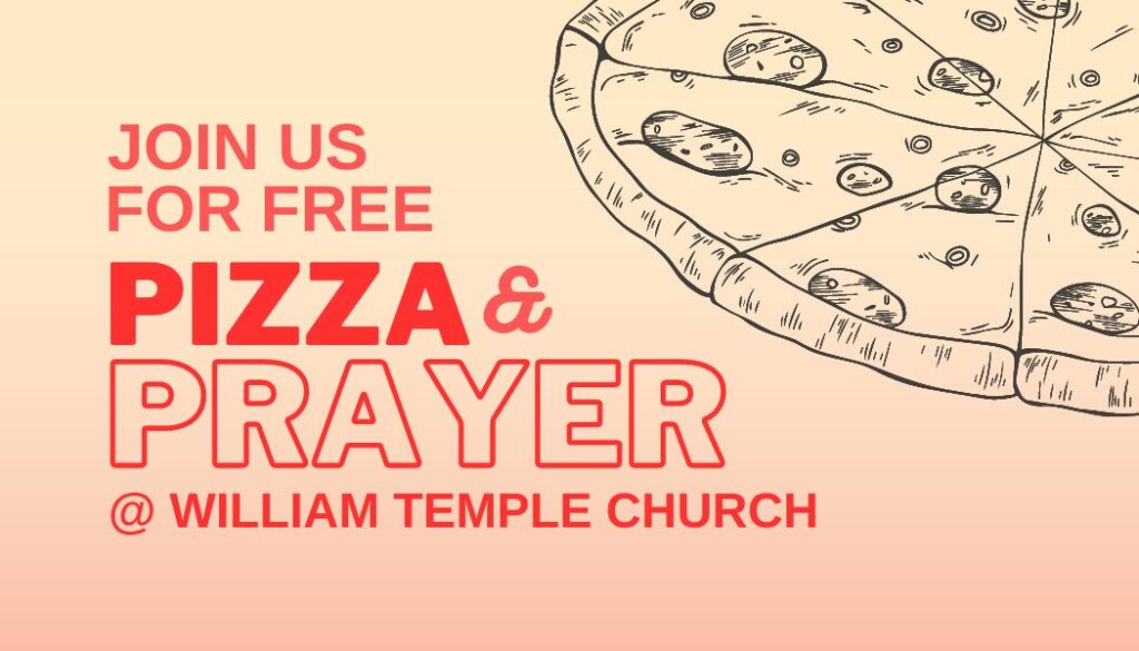 Pizza and prayer event business card as part of FATT 2023