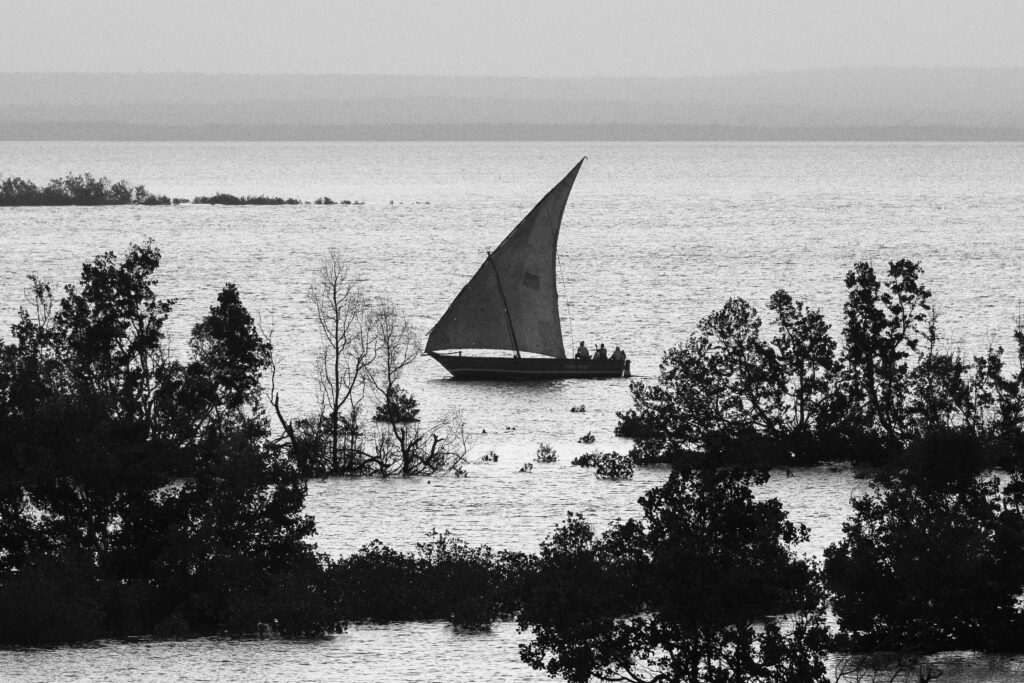 Image of African sailboat near the East African coastline, to represent the trip to an island nation spurred on by an FATT gathering.